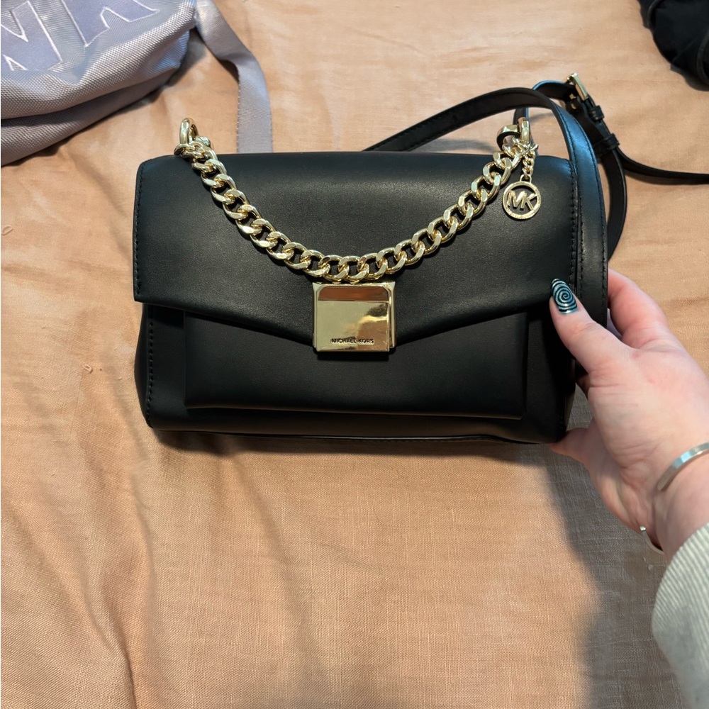 Michael Kors Black Crossbody Bag with Gold Chain